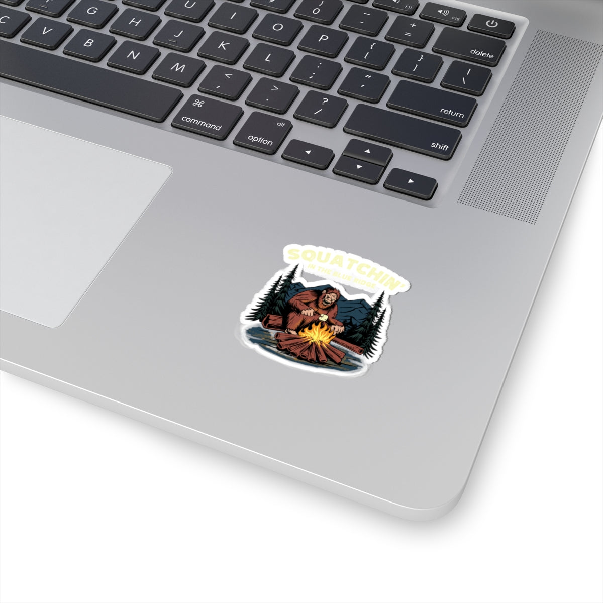 Squatchin' in the Blue Ridge Sticker – Kiss-Cut Bigfoot Campfire Vinyl