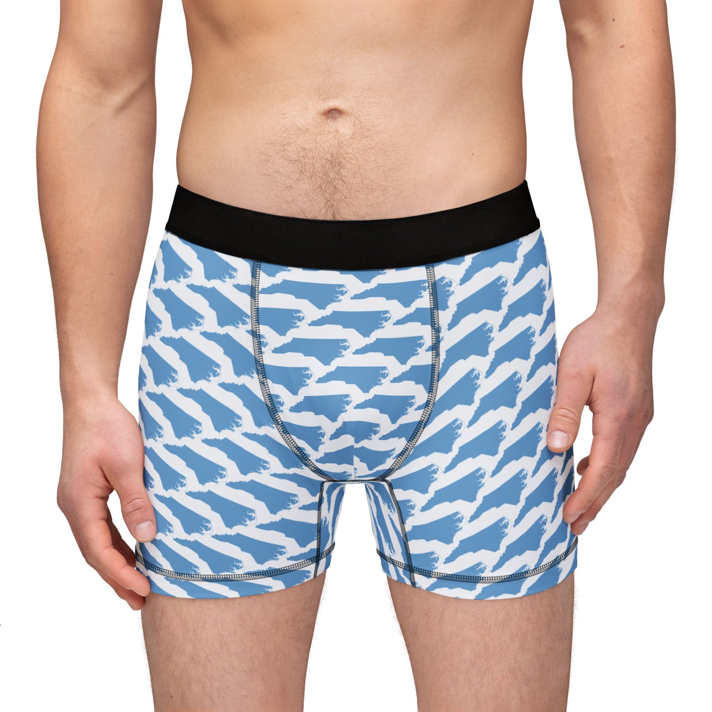 North Carolina State Pattern Boxer Briefs – Men’s Underwear (Baby Blue on Black)
