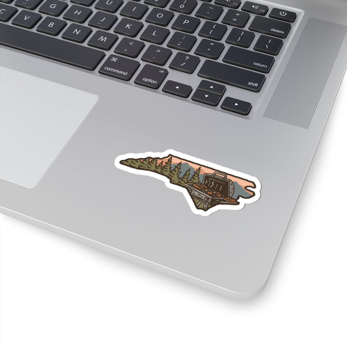 NC BBQ Mountain Scene Sticker – Kiss-Cut Carolina Grillin’ Vinyl