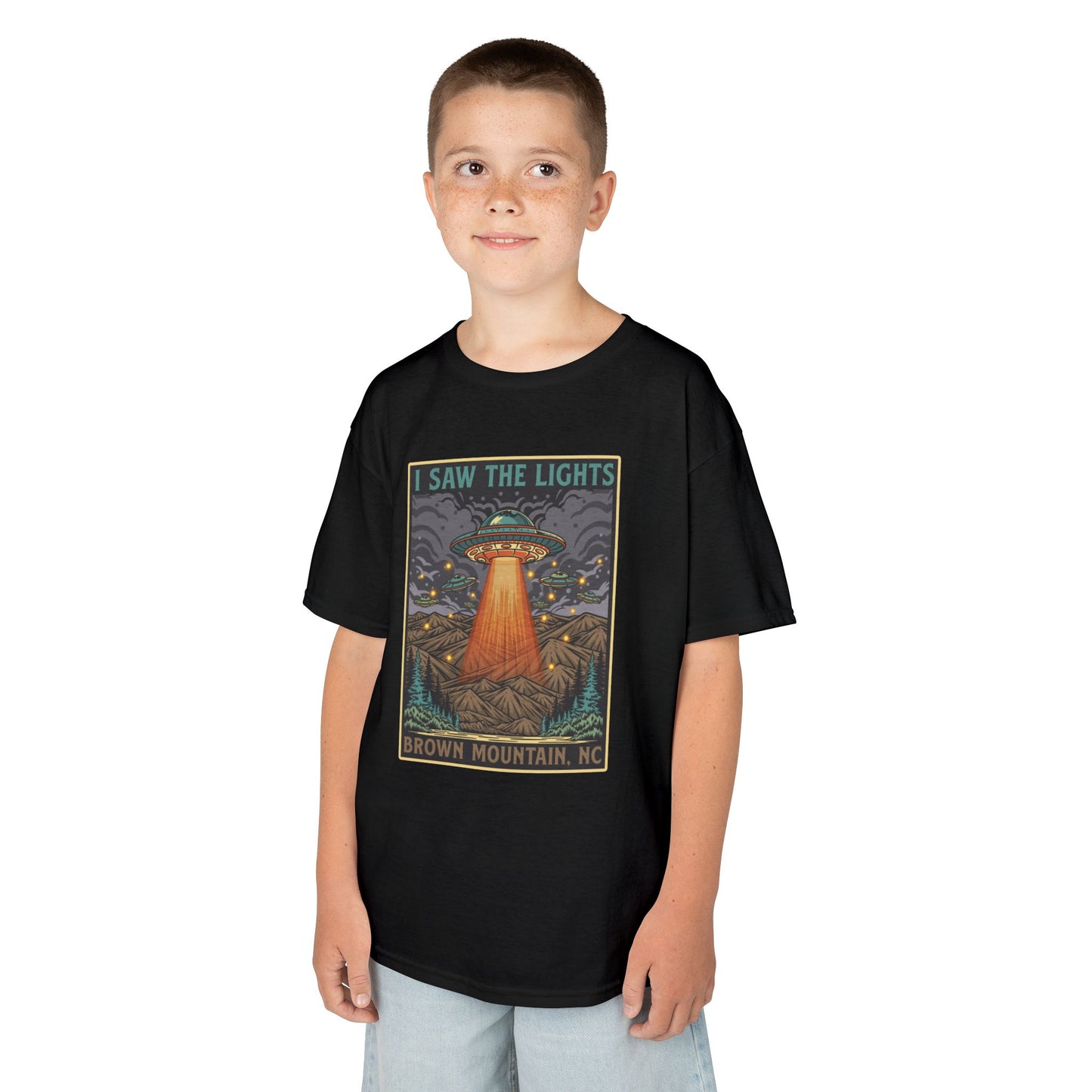 I Saw the Lights β Brown Mountain, NC β Kids Heavy Cotton Tee