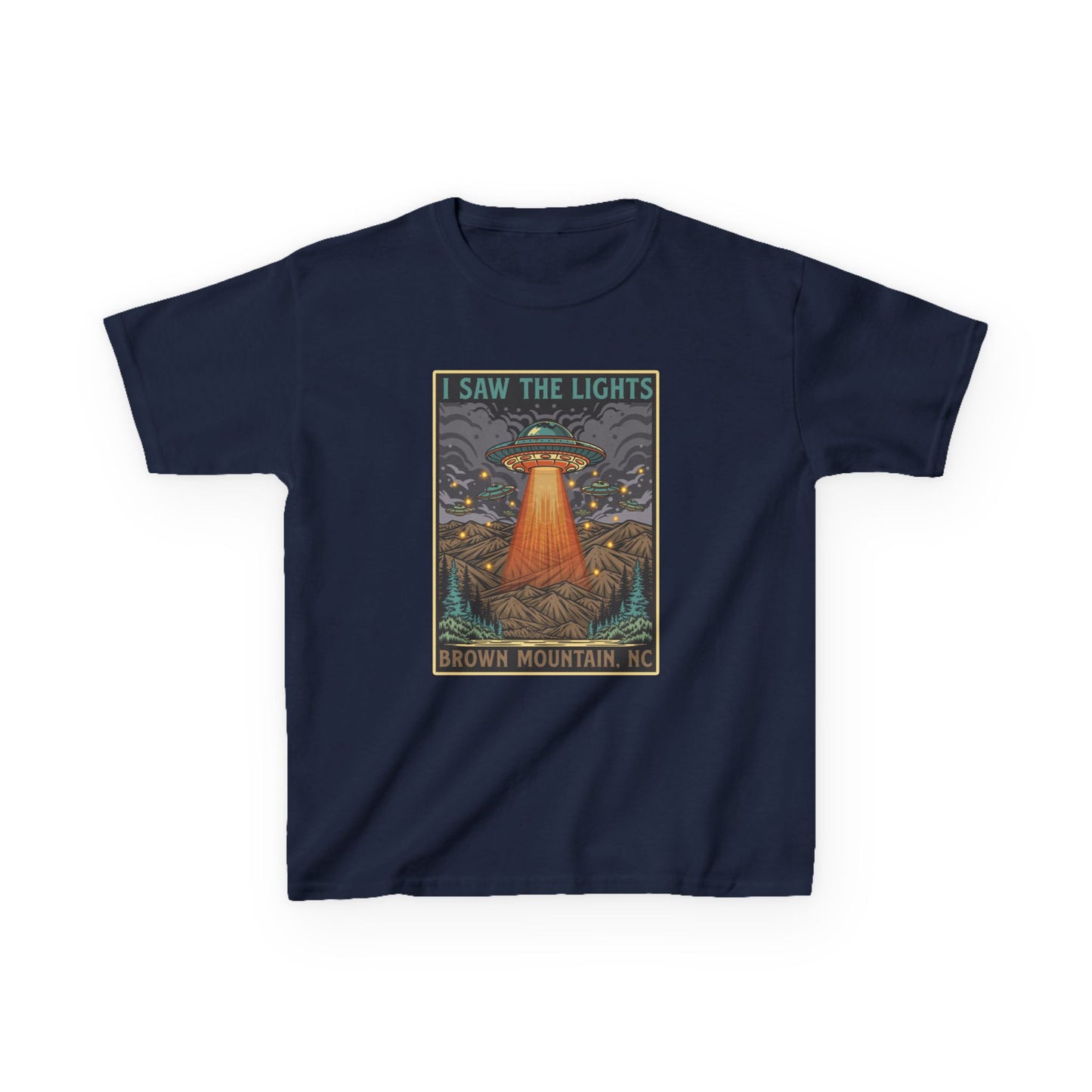 I Saw the Lights β Brown Mountain, NC β Kids Heavy Cotton Tee