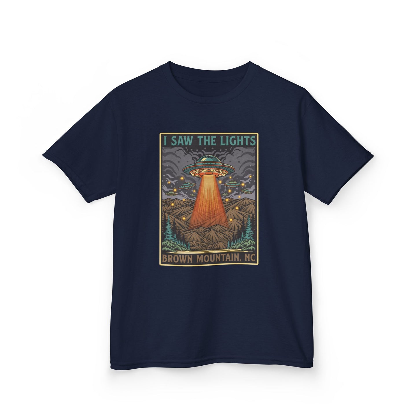 I Saw the Lights β Brown Mountain, NC β Kids Heavy Cotton Tee