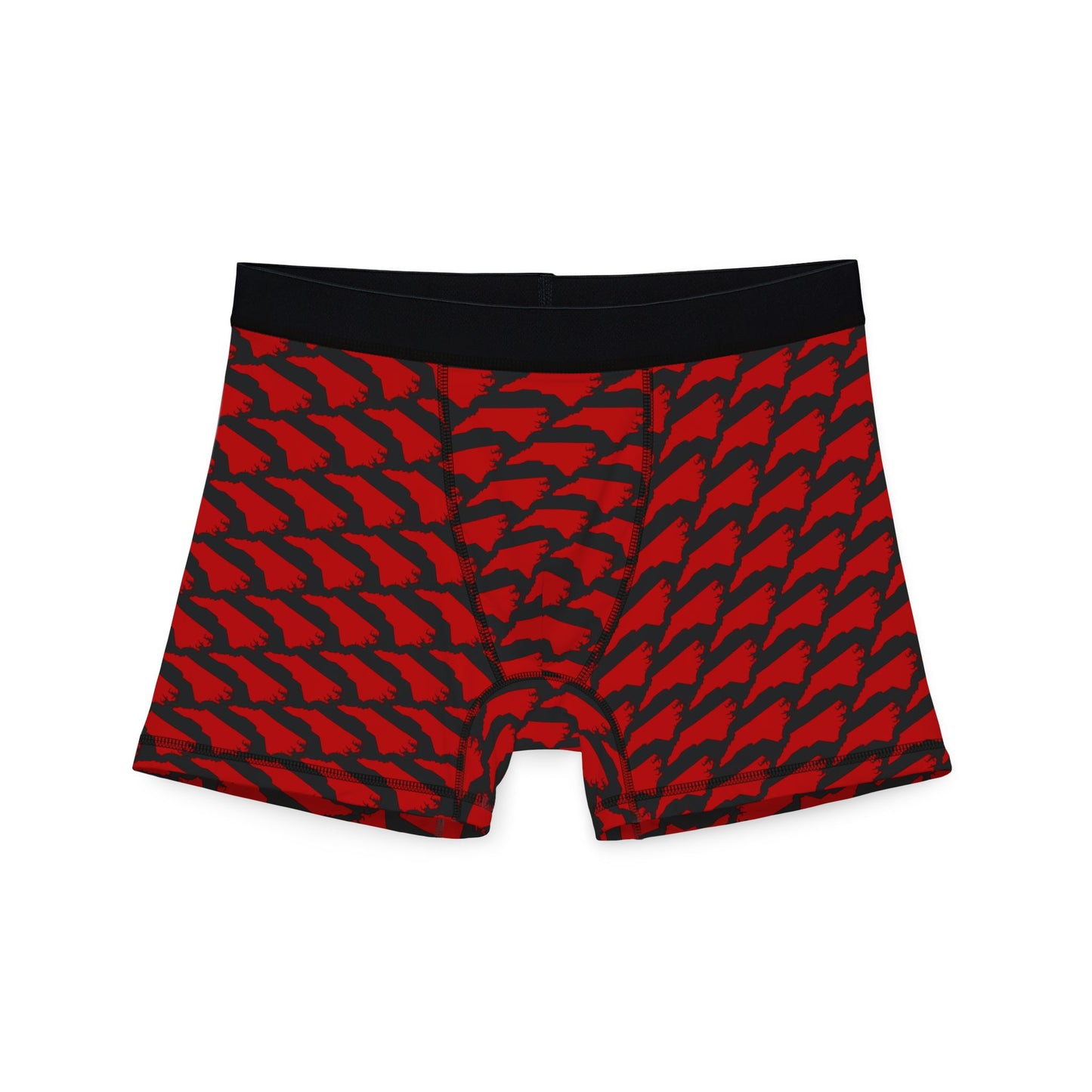 North Carolina State Pattern Boxer Briefs – Men’s Underwear (Red on Black)