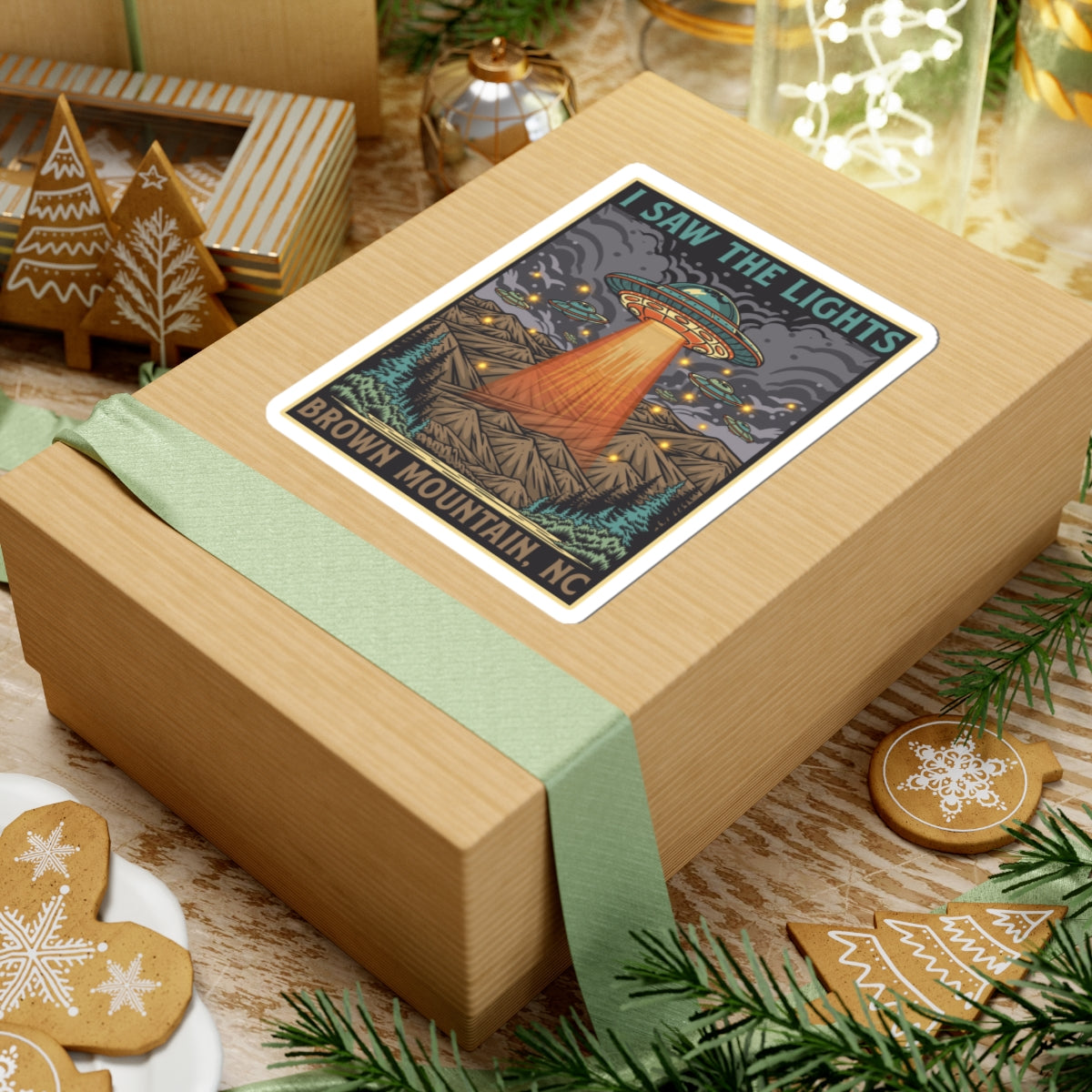 I Saw the Lights – Brown Mountain NC Sticker | Kiss-Cut UFO Mystery Vinyl