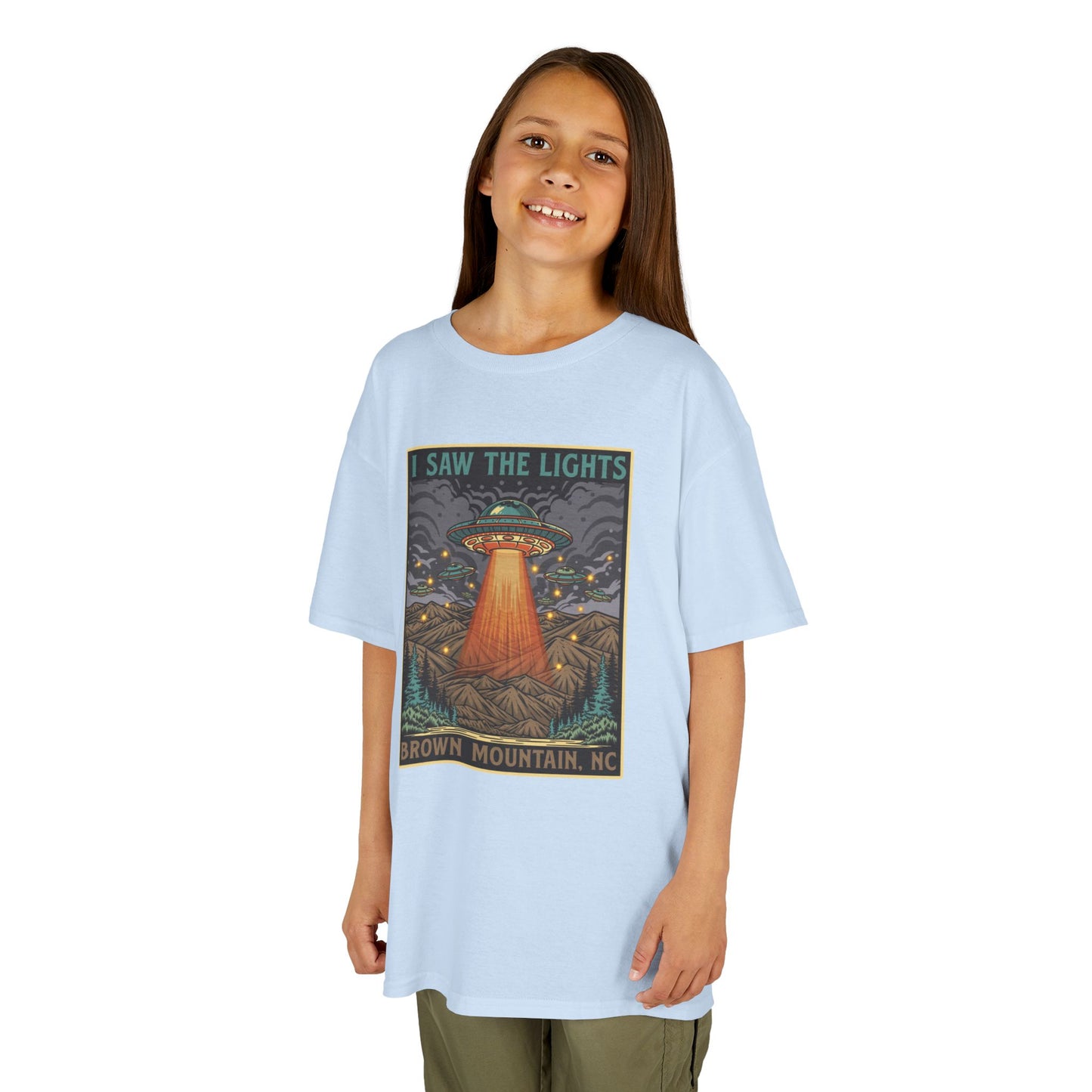 I Saw the Lights β Brown Mountain, NC β Kids Heavy Cotton Tee