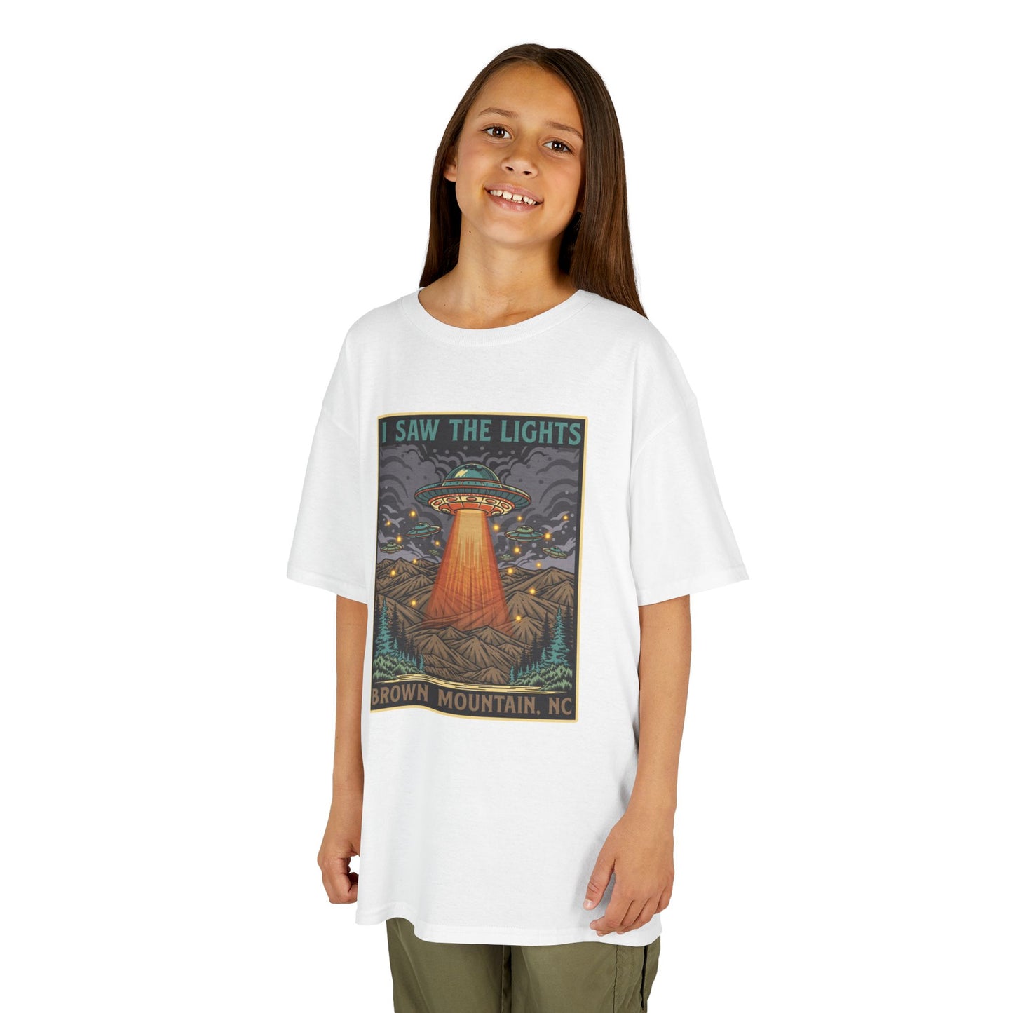I Saw the Lights β Brown Mountain, NC β Kids Heavy Cotton Tee