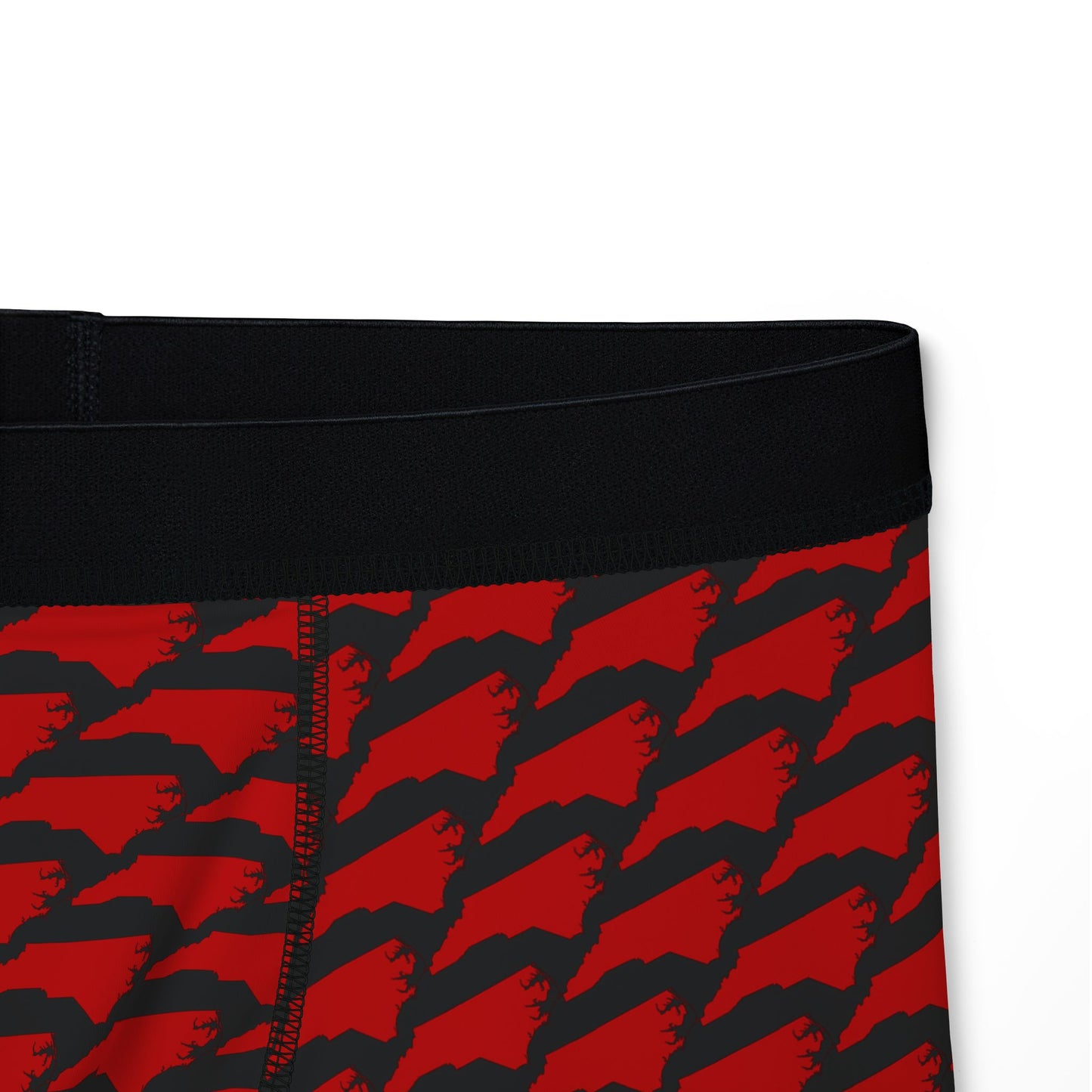 North Carolina State Pattern Boxer Briefs – Men’s Underwear (Red on Black)