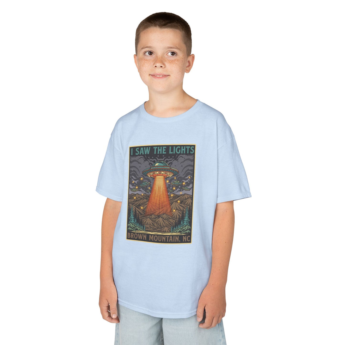 I Saw the Lights β Brown Mountain, NC β Kids Heavy Cotton Tee