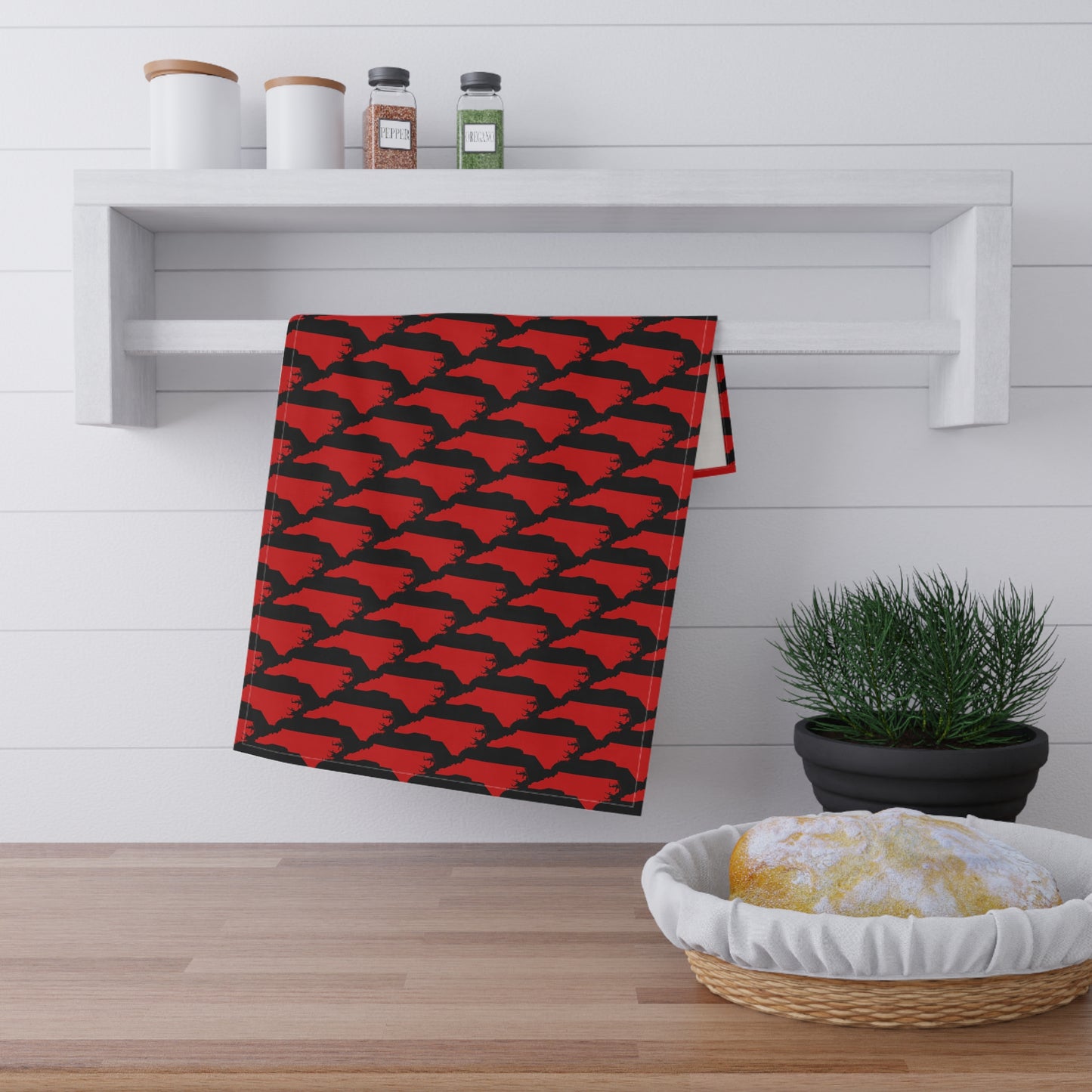 North Carolina State Pattern – Red on Black Tea Towel
