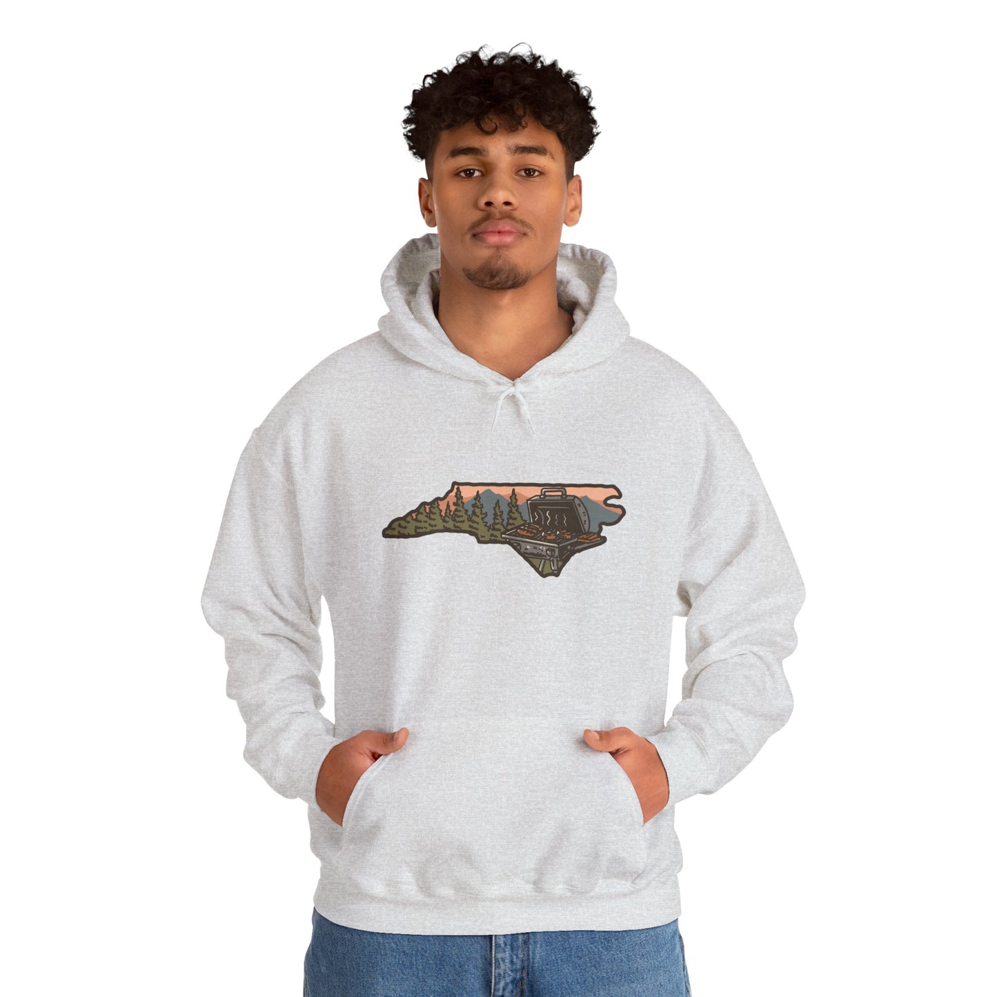 π₯ NC BBQ Mountain Scene Men's Hoodie β Everyday Wear Edition