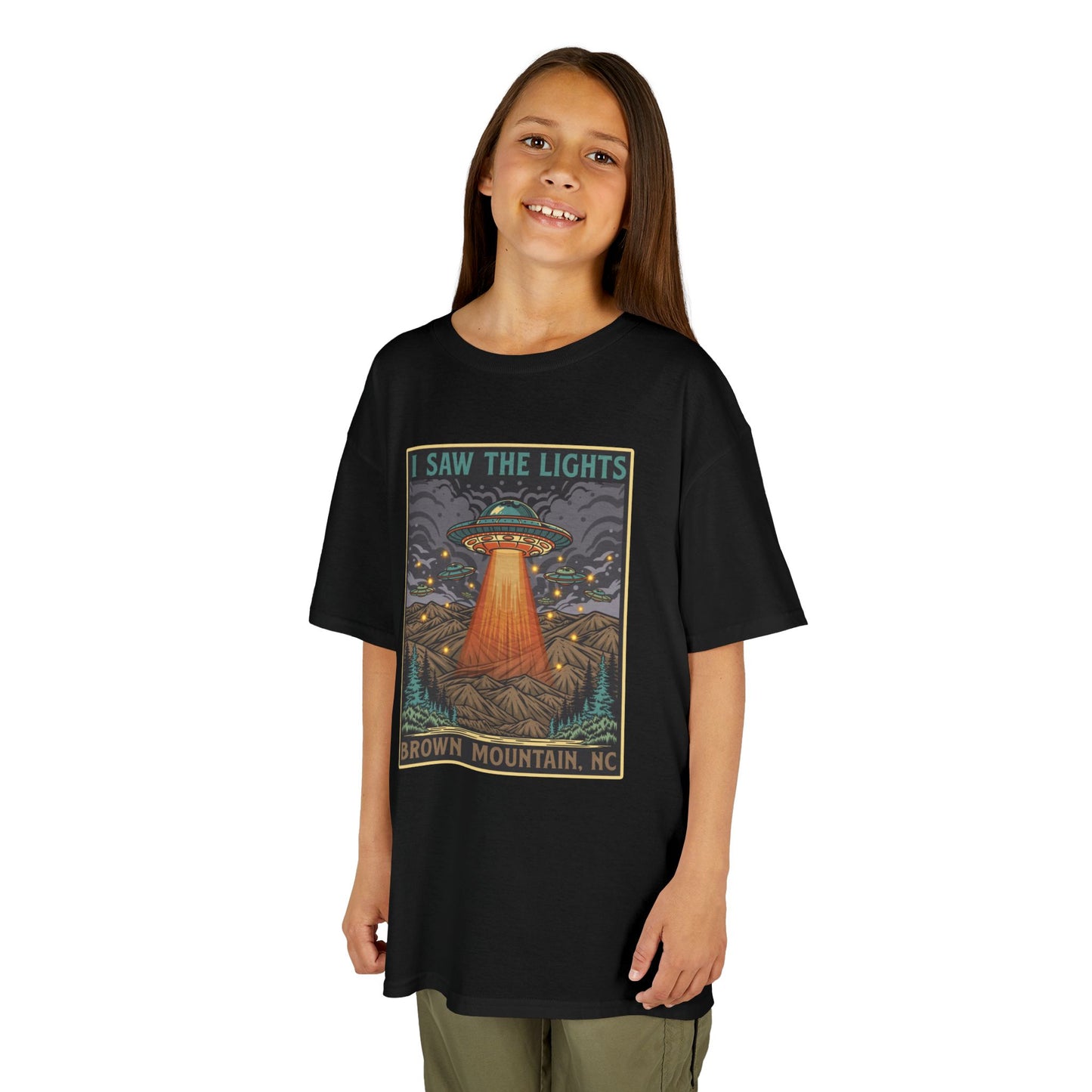 I Saw the Lights β Brown Mountain, NC β Kids Heavy Cotton Tee