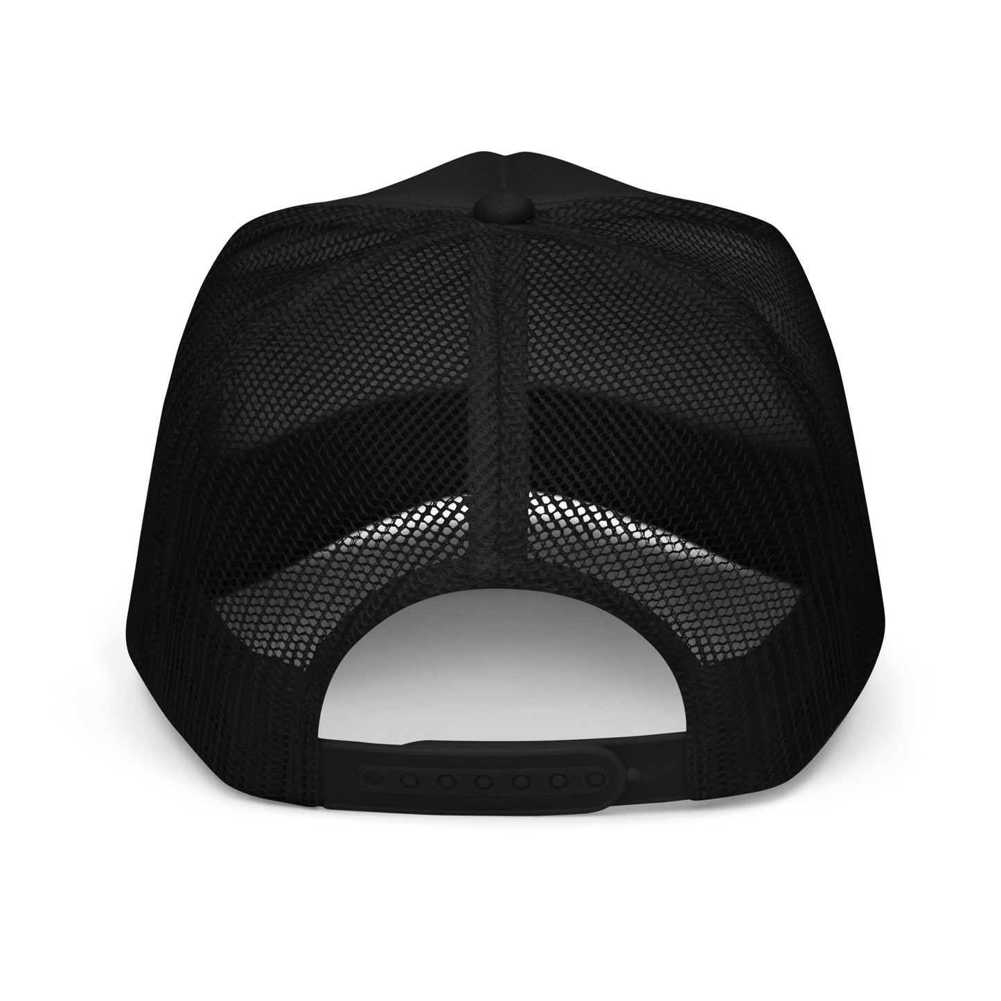 "Black Baby Blue NC State Shape Foam Trucker Hat - This stylish trucker hat features a unique North Carolina state shape design in a serene baby blue color, set against a classic black background. Perfect for nature lovers and NC enthusiasts, this hat combines comfort with a touch of Southern charm, making it an ideal accessory for outdoor adventures or casual outings. Available in multiple colors to suit your personal style."