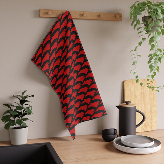 North Carolina State Pattern – Red on Black Tea Towel
