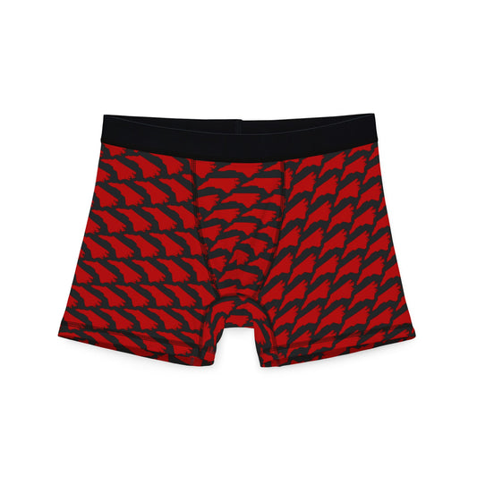 North Carolina State Pattern Boxer Briefs – Men’s Underwear (Red on Black)