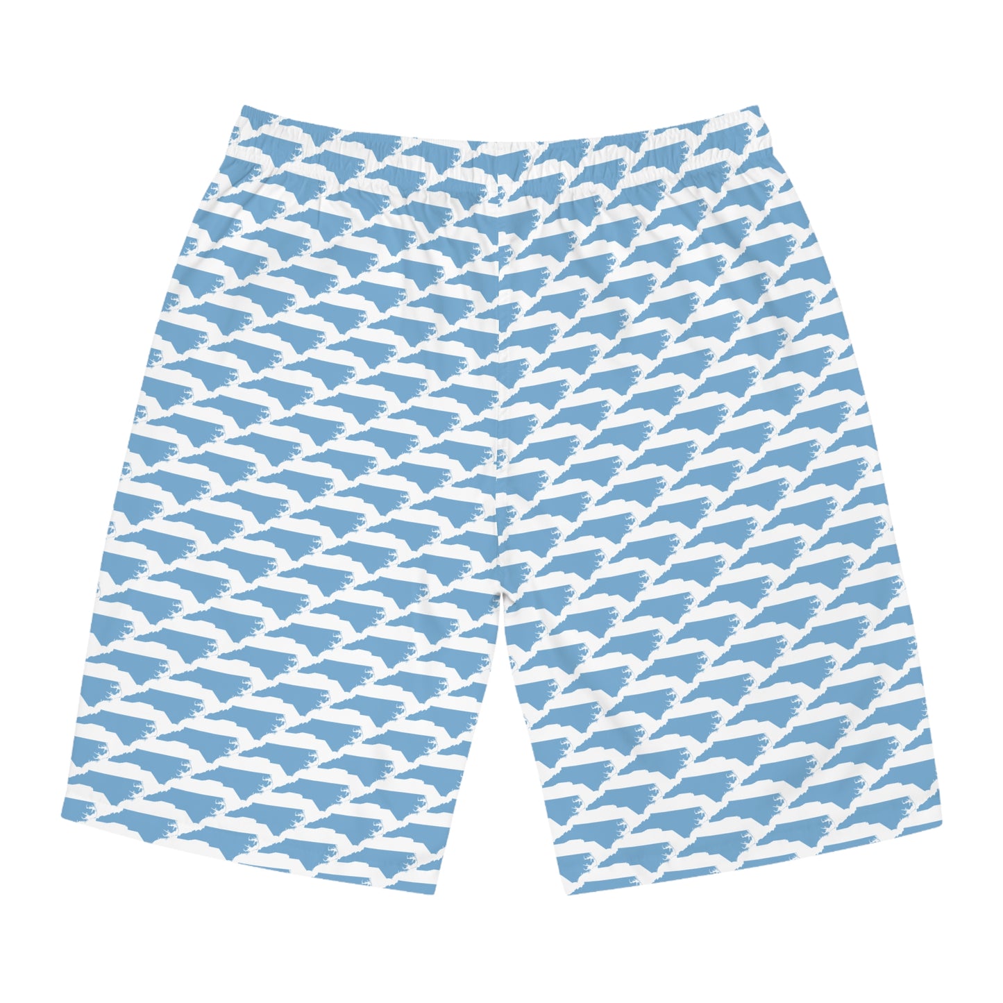 North Carolina State Pattern Board Shorts – Men’s Swim Trunks (Baby Blue on White)