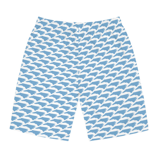 North Carolina State Pattern Board Shorts – Men’s Swim Trunks (Baby Blue on White)