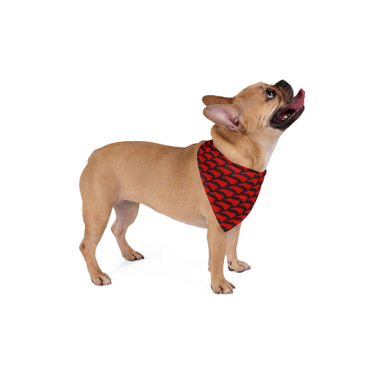 Red NC State Pattern on Black – Pet Bandana