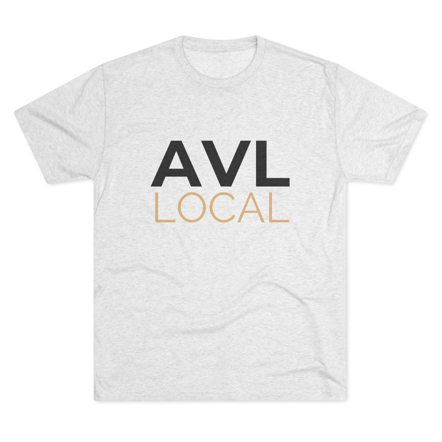 AVL Local t-shirt in heather gray with bold text, flat front product image