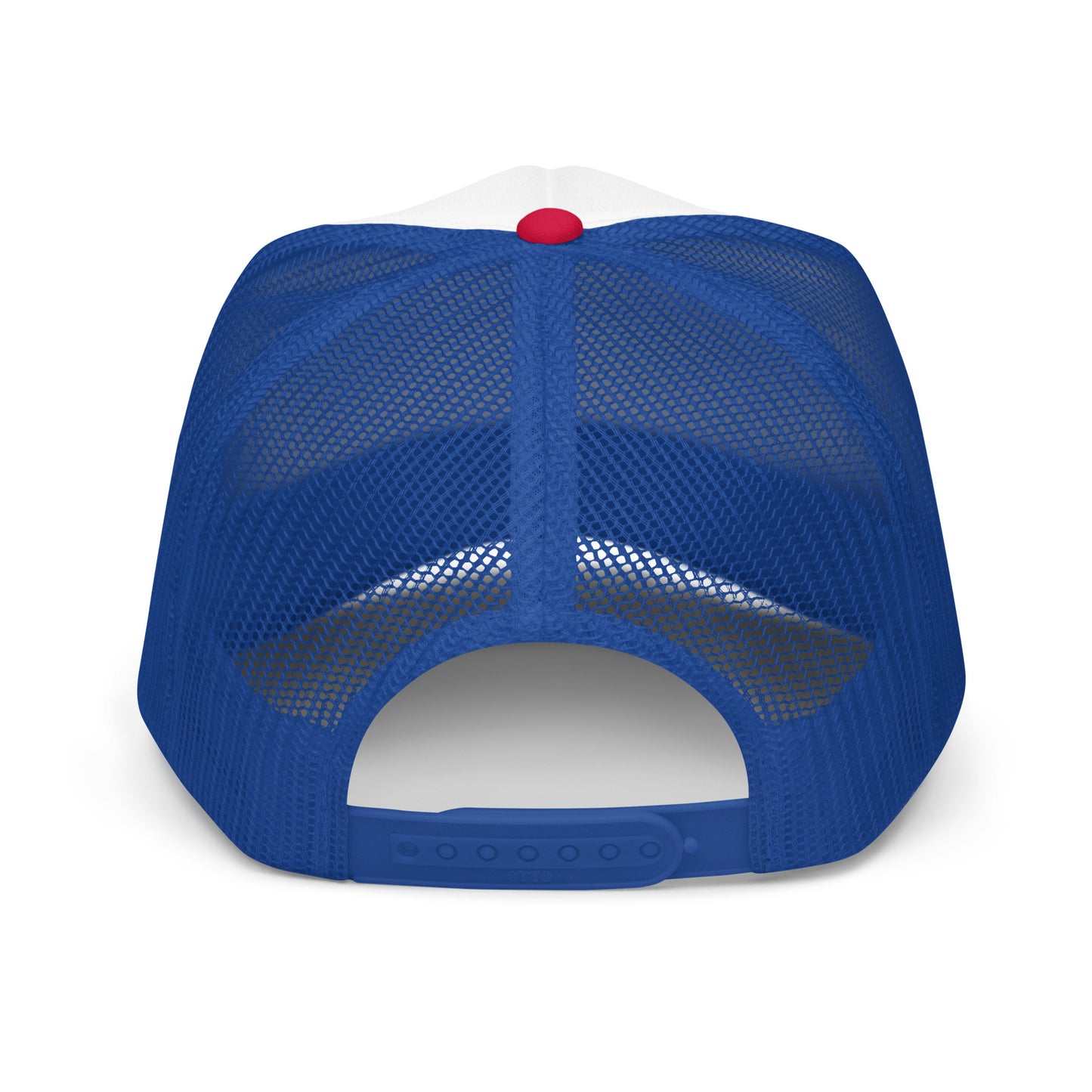 "Black Foam Trucker Hat with Baby Blue NC State Shape Design - This stylish trucker hat features a prominent baby blue silhouette of North Carolina on the front, offering a unique blend of state pride and contemporary fashion. The hat's breathable foam material and adjustable snapback ensure comfort and a perfect fit for any adventure. Ideal for outdoor enthusiasts and those who love nature-inspired accessories, this hat is available in multiple colors to suit your personal style."